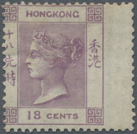 Hongkong: 1863/71, QV Wmk. CC 18c Lilac With Wing Margin On The Right, MH, Very Sharp Colour, Gum Sl - Other & Unclassified