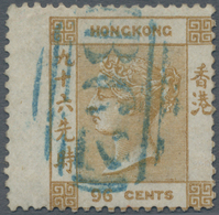 Hongkong: 1863/71, QV Wmk. Crown CC 96c Olive-bistre, Used With Neat Blue "B62" Killer, With Left Wi - Other & Unclassified