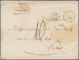 Hongkong: 1866. Stamp-less Envelope (roughly Opened And Spotted) Addressed To France With Hong Kong - Sonstige & Ohne Zuordnung