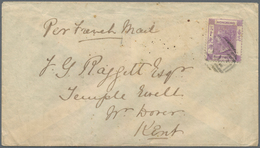 Hongkong: 1871, QV 30 C. Violet Tied "B62" To Small Cover Endorsed "Per French Mail" To Temple Ewell - Other & Unclassified