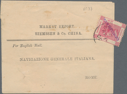 Hongkong: 1883, QV 2 C. Rosine Tied "HONG K(ONG) AP 14 00" To Market Report Wrapper Of Siemssen&Co, - Other & Unclassified