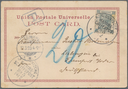 Hongkong: 1896, QV 4 C. Grey Tied "Imp. German Navy Mail No. 5 18/2 99" To Ppc ("Greetings From HK") - Autres & Non Classés