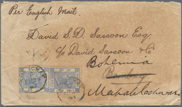 Hongkong: 1898, QV 5 C. Ultra Pair Tied "SHANGHAI C AP 25 98" To Cover Via Hong Kong And Turicorin T - Other & Unclassified