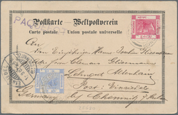 Hongkong: 1900, QV 4 C. Deep Rose, 10 C. Ultra Tied "VICTORIA HONG KONG AU .. 02" To Ppc (NGL German - Other & Unclassified