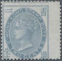 Hongkong - Stempelmarken: 1873, QV Revenue Wmk. CC 2c Grey-blue, With Wing Margin On The Right, MNG, - Postal Fiscal Stamps