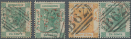 Hongkong - Treaty Ports: 1863/70, QV Wmk. Crown CC, Four Stamps Of 8c Orange And 24c Green, All Canc - Other & Unclassified