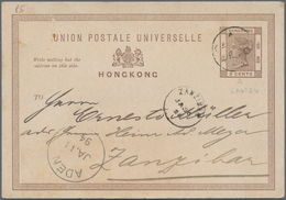 Hongkong - Treaty Ports: Canton, 1894, To Zanzibar/East Africa: Stationery Card QV 3 C. Canc.light " - Other & Unclassified