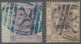 Hongkong - Treaty Ports: Swatow: 1876/80, QV Wmk. Crown CC 30c Mauve Surcharged 28c And 18c Lilac Su - Autres & Non Classés