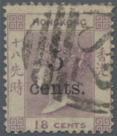 Hongkong - Treaty Ports: Swatow: 1880 QV 5 C./18 C. Lilac Wmk Crown CC Canc. Vertical Killer "S2" (S - Andere & Zonder Classificatie