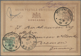 Hongkong - Ganzsachen: 1888, Stationery Card QV 3 C. Uprated QV 10 C. Green For Registration All Tie - Enteros Postales