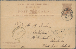 Hongkong - Ganzsachen: 1895, 4 C./3 C. Sender Part Canc. "HONG KONG A NO 20 95" To St. Richards, Bar - Postal Stationery