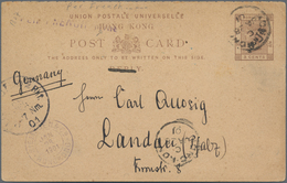 Hongkong - Ganzsachen: 1901, Card 4 C./3 C. W. "REPLY" Deleted, Canc. "HONG KONG C JA 28 01" To Land - Entiers Postaux