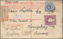 Hongkong - Ganzsachen: 1907, Registration Envelope KEVII 10 C. Uprated KEVII 10 C. Blue Tied "REGIST - Entiers Postaux