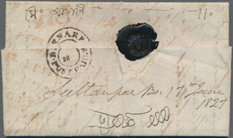 Indien - Vorphilatelie: 1827: "BENARES/POST PAID/ /18 " Double-ring Datestamp (Giles 3) On Back Of E - ...-1852 Préphilatélie