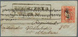 Indien: 1855 REGISTERED Cover From Bombay To Madras Franked By Lithographed 1a. Pale Red, Die II, Ti - 1852 Provincia De Sind