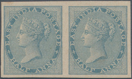 Indien: 1856 East India ½a. Pale Blue IMPERF PROOF PAIR On Wove Paper, Unused Without Gum As Produce - 1852 Provincia Di Sind