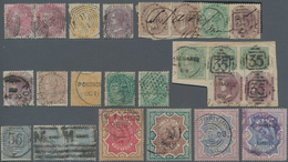 Indien: 1856-1895: Group Of 25 QV Stamps Used, From 1856 8a. Pair On Blued Paper To QV 1895 Rupee Va - 1852 Provincia Di Sind