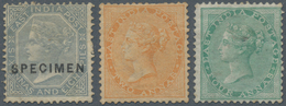 Indien: 1865-66 Three Unused Stamps, With 1865 2a. Orange (mint With Part Gum, Two Short Perfs, Good - 1852 Provincie Sind