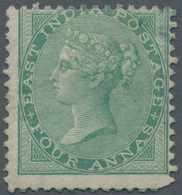 Indien: 1865 QV 4a. Green, Mint Lightly Hinged, With A Missing Corner Perf At Right, Otherwise Fine. - 1852 District De Scinde