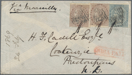 Indien: 1869 East India 6a.8p. Slate Used Along With Two Singles 1a. Pale Brown On Cover From Mhow T - 1852 Provinz Von Sind