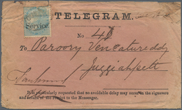 Indien - Dienstmarken: 1868, ½ Anna Bluegreen With Surcharge "Service" For Official Mail As Single F - Sellos De Servicio