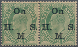 Indien - Dienstmarken: 1906 KEVII. ½a. Green Horizontal Pair, Optd. "On H.M.S.", Left-hand Stamp Sho - Sellos De Servicio