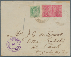 Indien - Used Abroad - Iran: JASK And HENJAM ISLAND 1916: KEVII ½d And KGV 1d (pair) Tied "JASK PERS - Other & Unclassified