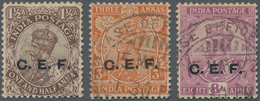 Indien - Feldpost: 1914-22 Chinese Exped. Force C.E.F.: Three KGV. Stamps Denom. 1a3p., 3a. And 8a. - Military Service Stamp