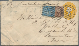 Indien - Ganzsachen: 1883 Destination TASMANIA: Postal Stationery Envelope 4a6p., Urated East India - Ohne Zuordnung