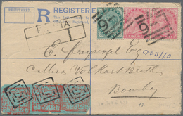 Indien - Feudalstaaten - Poonch: 1887 1a. Red On Blue-green Laid Paper, Horizontal STRIP OF THREE, U - Sonstige & Ohne Zuordnung