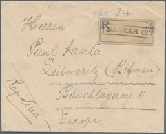 Irak: 1923 Registered Cover From Basrah To Leitmeritz, Bohemia (now Litomĕřice In Czech Republic), F - Iraq