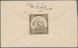 Iran: 1889, Lion Labels Type One, Gold, Cream Paper, On Cover, Very Scarce - Iran