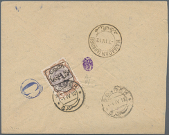 Iran: 1912, SENNEH REBELLION ISSUE : 9 Ch. Purple And Brown Orange On Cover, Showing Boxed Surcharge - Irán