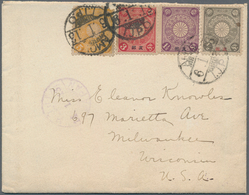 Japanische Post In China: 1900/06, Four-colour Frank 1/2 S., 1 1/2 S., 3 S. Red And 5 S. Tied Metal - 1943-45 Shanghai & Nanjing