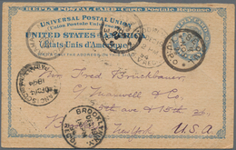 Japanische Post In Korea: 1894, USA, UPU Double Card 1+1 C. Used "BROOKLYN SEP 18 94" To S. C. Vinto - Militaire Vrijstelling Van Portkosten