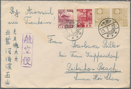 Japanische Post In Korea: 1937/39, White Paper 8 S. (pair), And 1st Showa 10 S., 14 S. Tied "Seoul C - Franchise Militaire