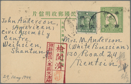 Japanische Besetzung  WK II - China - Nordchina / North China: 1944, Card SYS 4 C./8 C. Uprated 5 C. - 1941-45 Nordchina