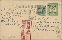 Japanische Besetzung  WK II - China - Nordchina / North China: 1944, Card SYS 4 C./8 C. Uprated 5 C. - 1941-45 China Dela Norte