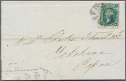 Japan - Incoming Mail: 1869, USA: Washington 10 C. Green Tied Crossroads To Entire Folded Letter Ndo - Other & Unclassified