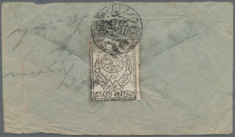 Jemen: 1926 1/8i (= 5b) Black Used On The Reverse Of Native Cover From Sanaa To Hodeida, Tied By Fin - Yemen