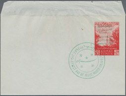 Jemen: 1956, Letter Sheet 10B Red On Bluish Tinted Wove Paper With Surcharge FREE YEMEN/FIGHT FOR GO - Yémen