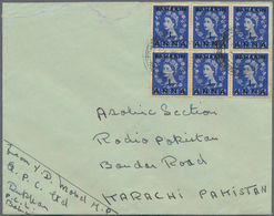 Katar / Qatar: 1954 Cover From DUKHAN, Qatar To Karachi, Pakistan Via Bahrain, Endorsed On Lower Lef - Qatar