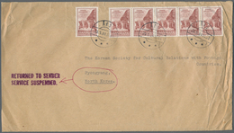 Korea-Nord: 1964, "RETURNED TO SENDER / SERVICE SUSPENDED" On Both Sides Of Surface Mail Cover From - Corea Del Norte