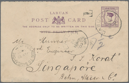 Labuan: 1900, Stationery Card QV 1 C. Violet (question Part, Text Deleted) Canc. "LABUAN 24 MAR 00" - Otros & Sin Clasificación