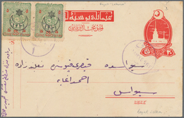 Libanon: 1910 (ca.), "RUYAK" In Violet, All Native Pmk. On Uprated Stationery Card Used Local. Thumb - Líbano