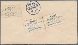 Macau: 1911, 1 A. And Horizontal Pair Of 2 A., An Unusual Mixed Frank On Reverse Of Cover "MACAU 15. - Sonstige & Ohne Zuordnung