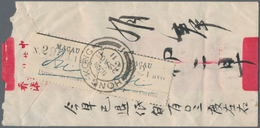 Macau: 1911, Emergency Issue 1 Avo (horiz. Pair) On Reverse Of Red Band Cover W. "MACAO 25 AGO 11" O - Autres & Non Classés