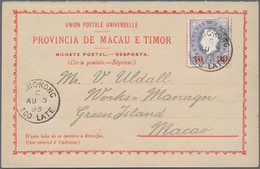 Macau - Ganzsachen: 1893, Reply Part Used: 30 R./20 R. On Red Form "Réponse" (replytied "HONG.KONG C - Postal Stationery