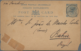 Malaiische Staaten - Straits Settlements: 1891 Postal Stationery Card "TWO CENTS" On 3c. Blue Used F - Straits Settlements