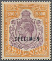 Malaiische Staaten - Straits Settlements: 1912 KGV. $500 Purple & Orange. Wmk Mult Crown CA, Overpri - Straits Settlements